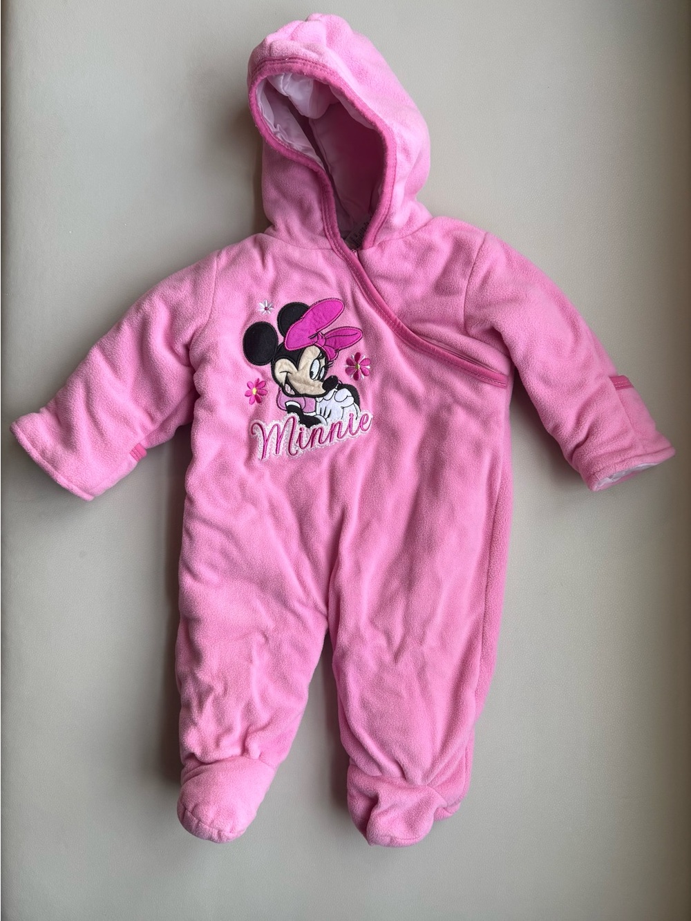 Disney Pink Minnie Hooded Fleece One-Piece Footie